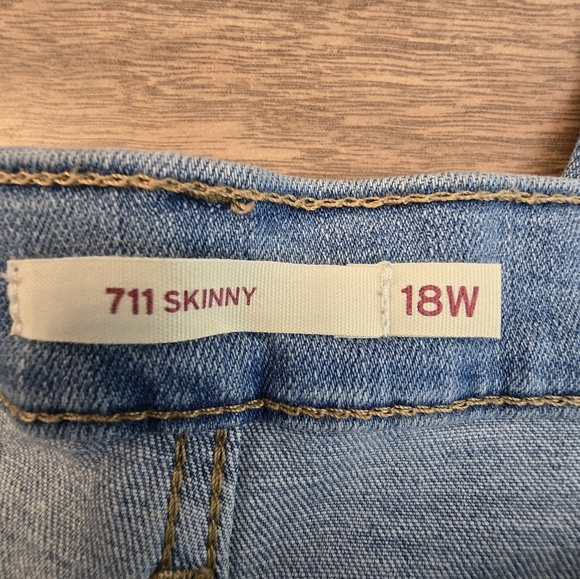 Levis Strauss Womens 711 Skinny Ankle Jeans Mid Rise 18W Plus Blue - Picture 7 of 14